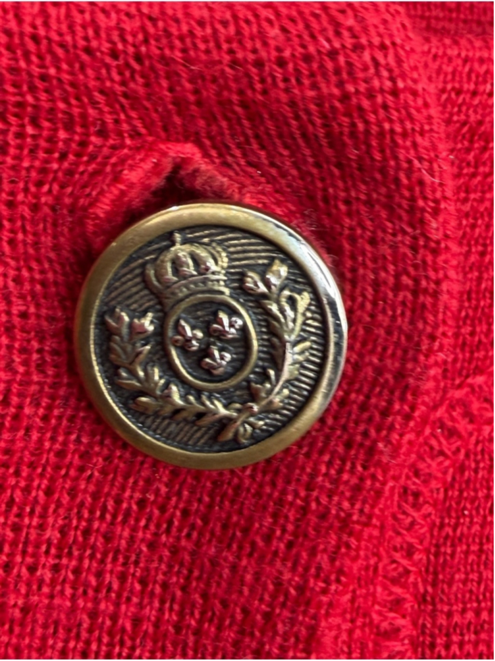 VTG 80s 90s French made wool blend boxy oversized red longline cardigan sweater - Picture 11 of 13